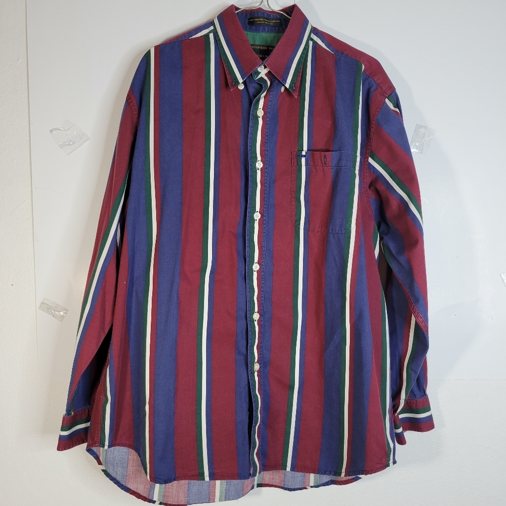 Mens Alexander Julian Colours Long Sleeve Button Front Stripped Shirt Size Lg